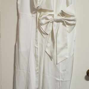 Asymmetrical Winter White Festive Jump Suit